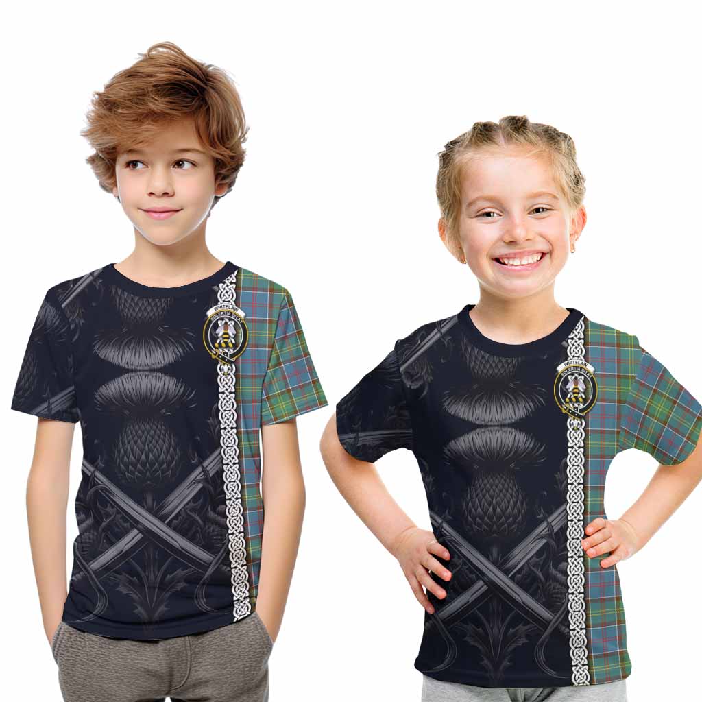 Whitelaw Tartan Kid T-Shirt with Family Crest Cross Sword Thistle Celtic Vibes Youth XL Size14 - Tartan Vibes Clothing