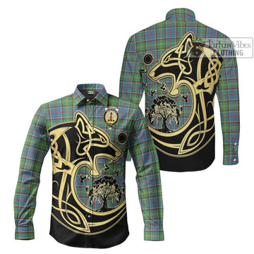 Whitelaw Tartan Long Sleeve Button Shirt with Family Crest Celtic Wolf Style Men's Shirt S - Tartan Vibes Clothing