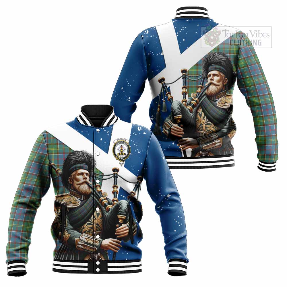 Whitelaw Tartan Baseball Jacket with Family Crest Scottish Bagpiper Vibes Unisex - Tartan Vibes Clothing