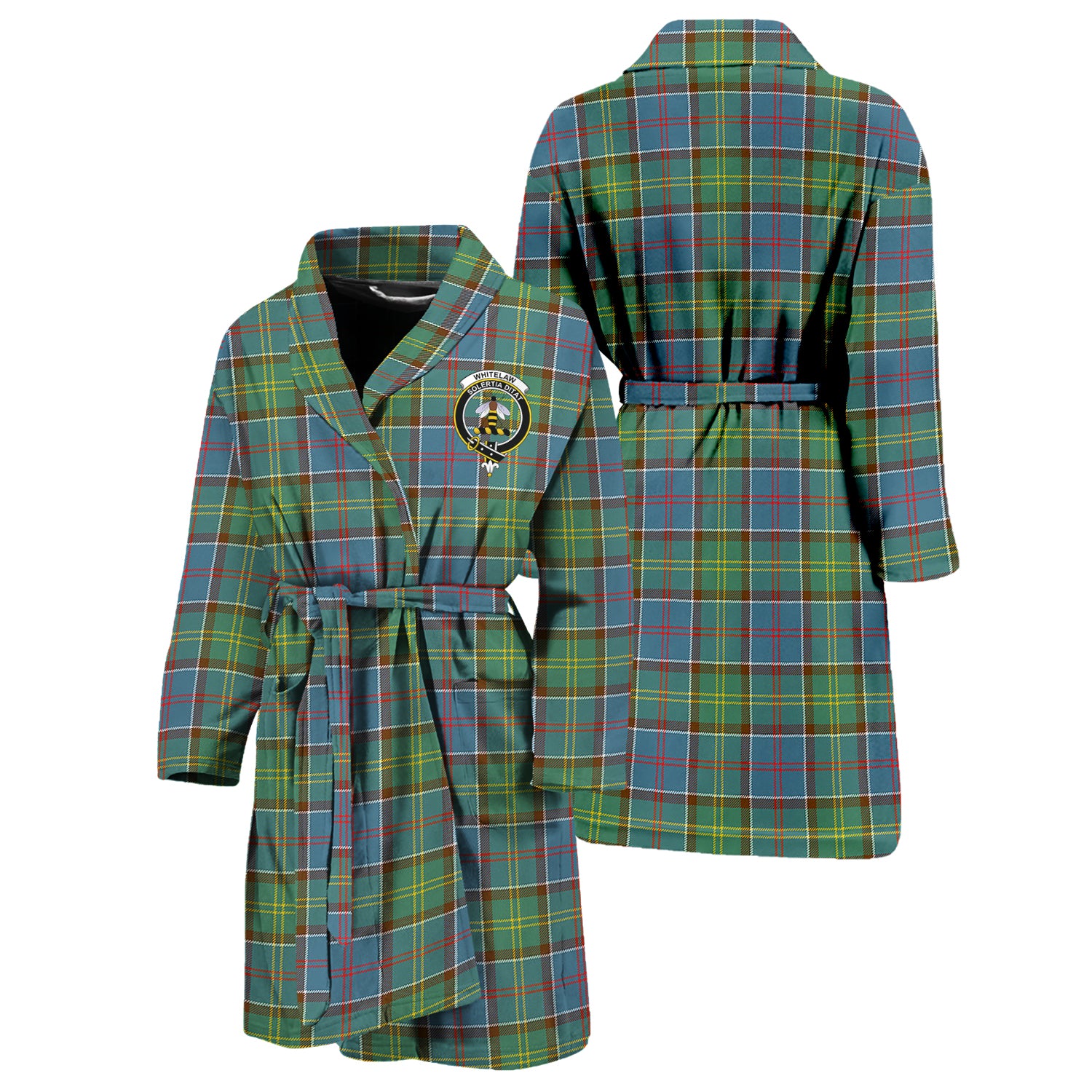 Whitelaw Tartan Bathrobe with Family Crest Unisex S - Tartan Vibes Clothing