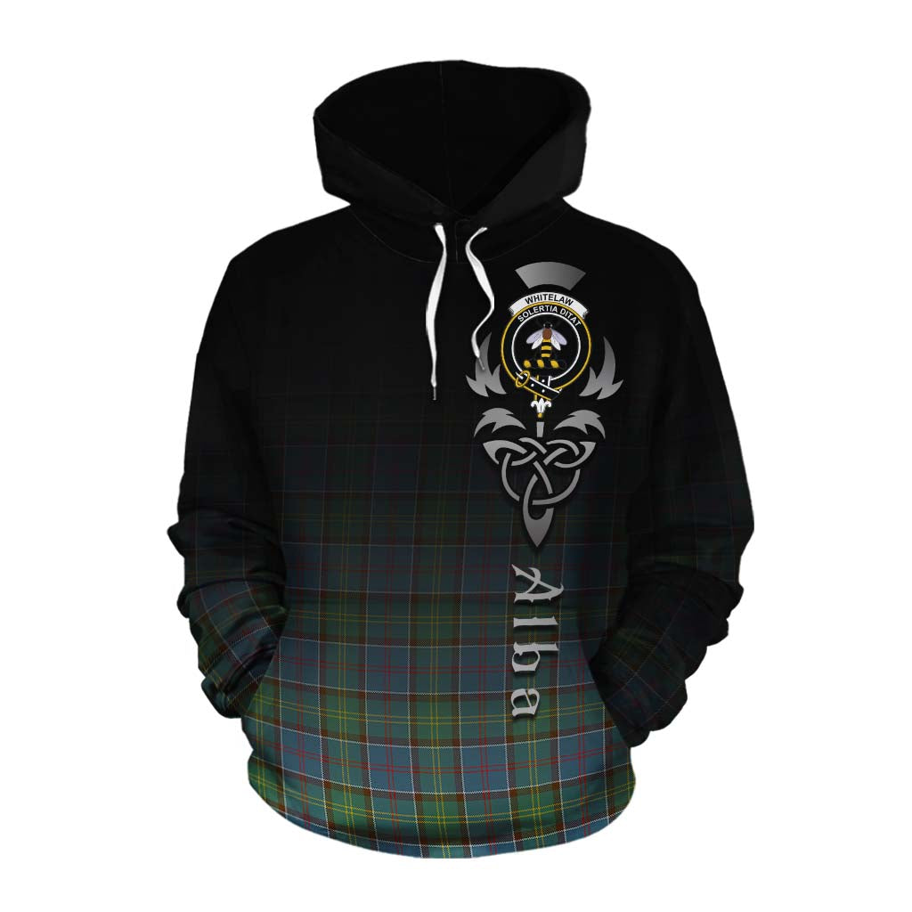 Tartan Vibes Clothing Whitelaw Tartan Cotton Hoodie Featuring Alba Gu Brath Family Crest Celtic Inspired