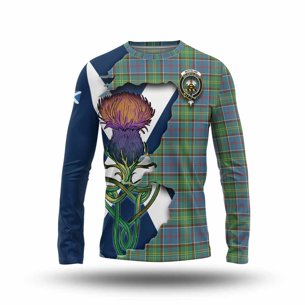 Tartan Vibes Clothing Whitelaw Tartan Family Crest Long Sleeve T-Shirt Scottish Thistle Celtic Inspired