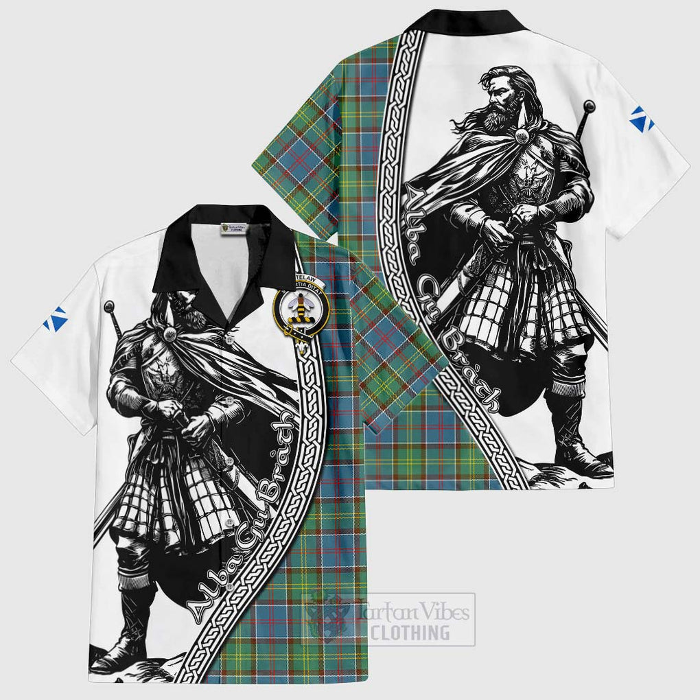 Whitelaw Tartan Clan Crest Hawaiian Shirt with Highlander Warrior Celtic Style Kid - Tartan Vibes Clothing