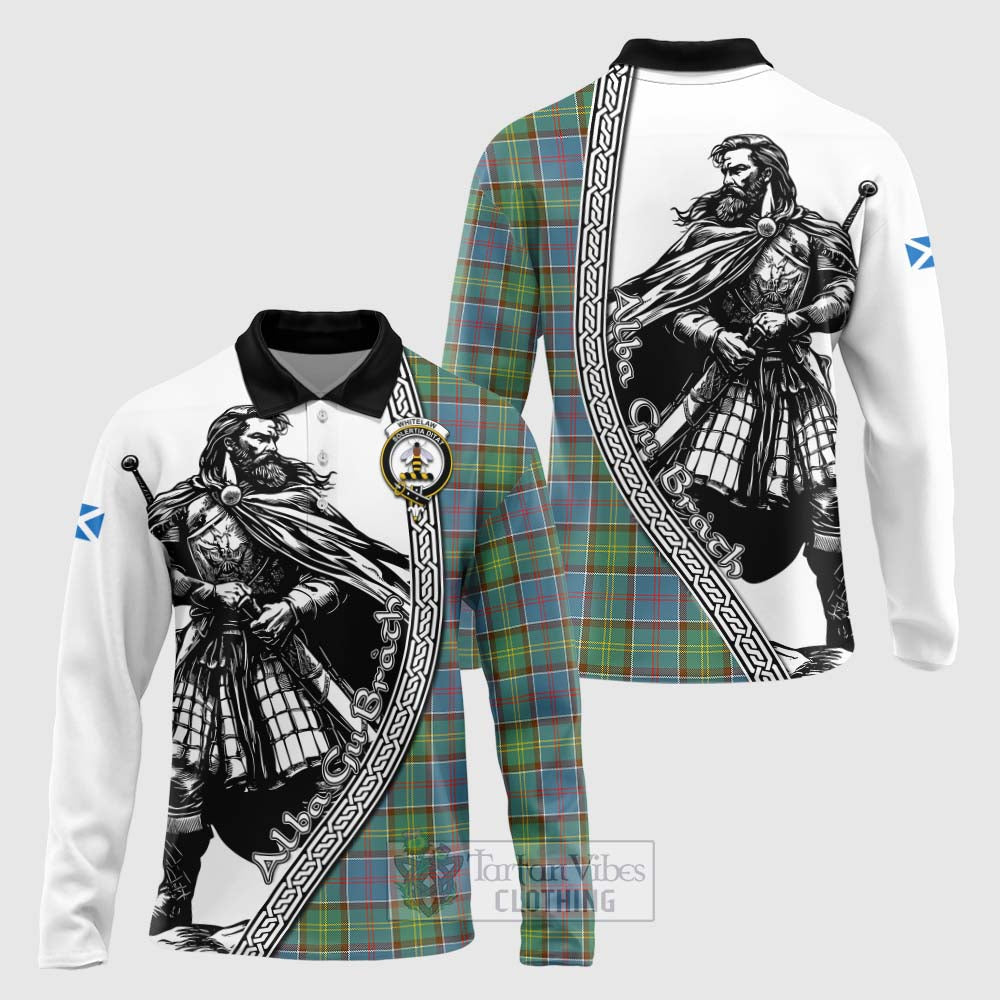 Whitelaw Tartan Clan Crest Long Sleeve Polo Shirt with Highlander Warrior Celtic Style Unisex - Tartan Vibes Clothing
