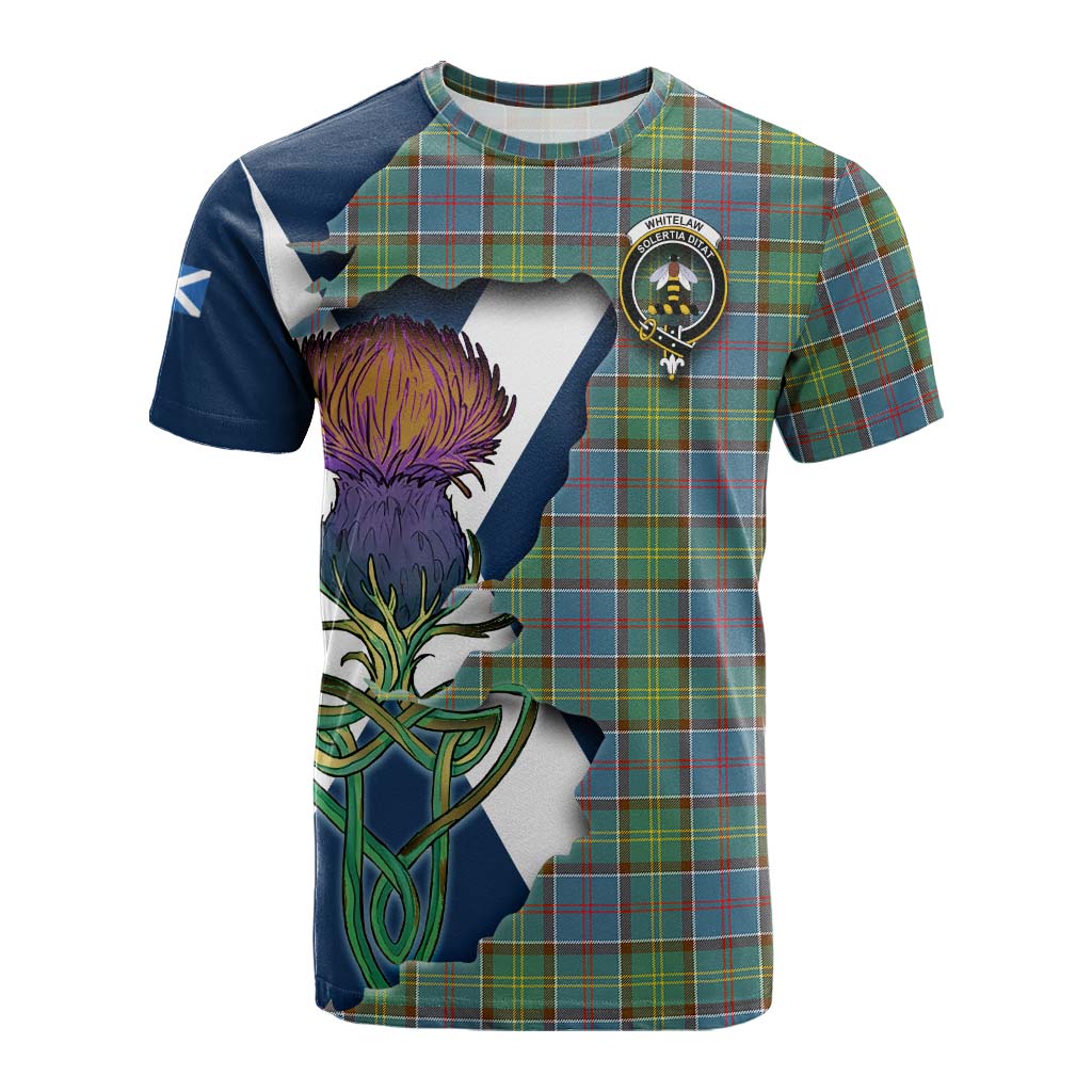 Tartan Vibes Clothing Whitelaw Tartan Family Crest Cotton T-shirt Scottish Thistle Celtic Inspired