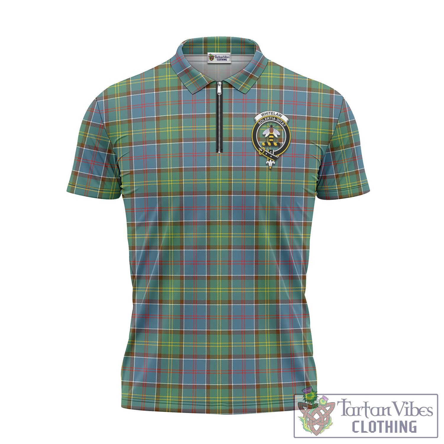 Whitelaw Tartan Zipper Polo Shirt with Family Crest Unisex - Tartan Vibes Clothing