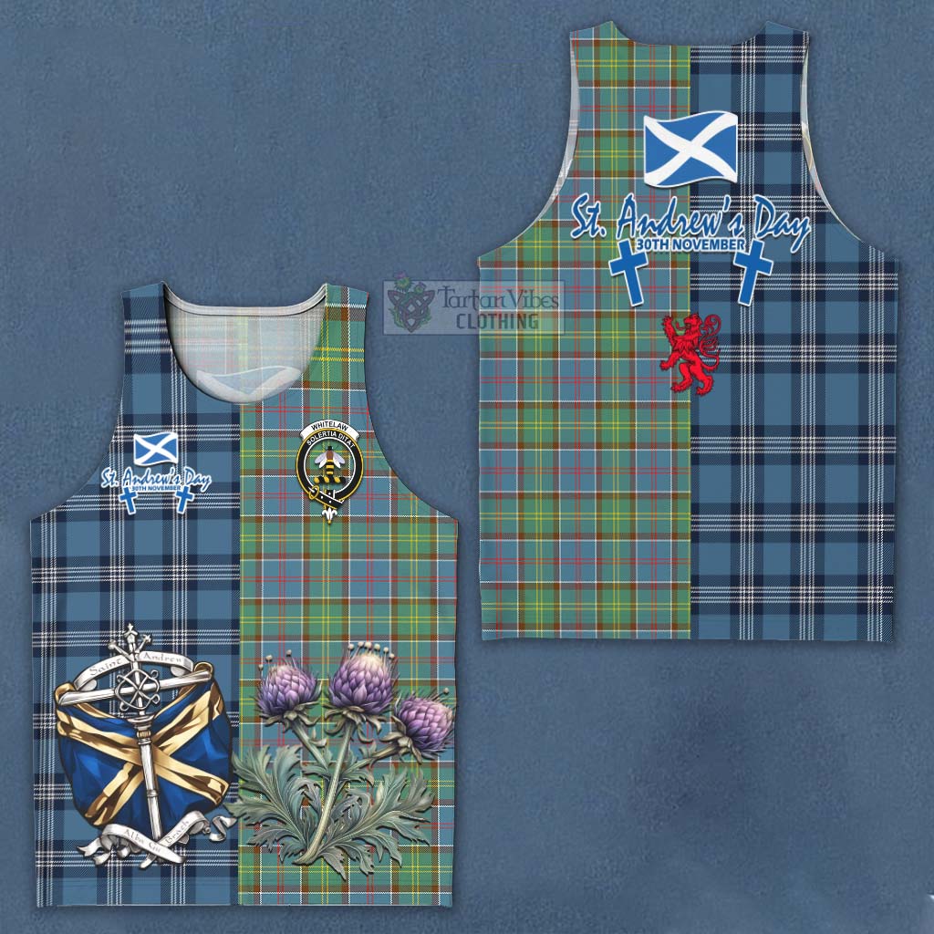 Whitelaw Tartan Men's Tank Top Happy St. Andrew's Day Half Tartan Style Men - Tartan Vibes Clothing
