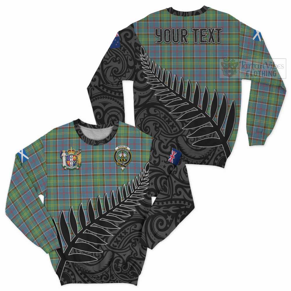 Whitelaw Crest Tartan Sweatshirt with New Zealand Silver Fern Half Style Unisex - Tartan Vibes Clothing