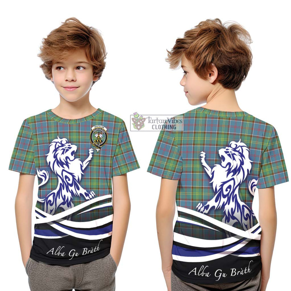 Whitelaw Tartan Kid T-Shirt with Alba Gu Brath Regal Lion Emblem Youth XL Size14 - Tartan Vibes Clothing
