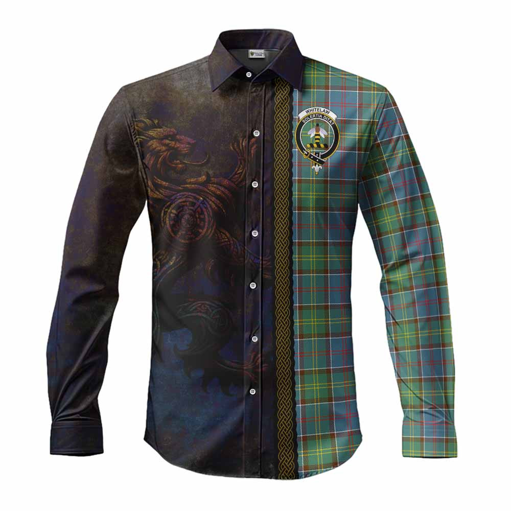Whitelaw Tartan Family Crest Long Sleeve Button Shirt Alba Gu Brath Be Brave Lion Ancient Style Men's Shirt S - Tartan Vibes Clothing