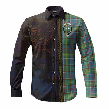 Whitelaw Tartan Family Crest Long Sleeve Button Shirt Alba Gu Brath Be Brave Lion Ancient Style