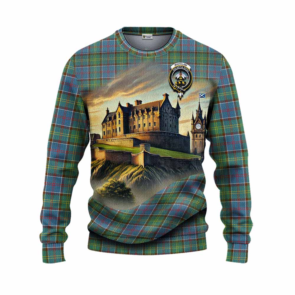 Whitelaw Tartan Family Crest Knitted Sweater with Scottish Ancient Castle Style Unisex - Tartan Vibes Clothing