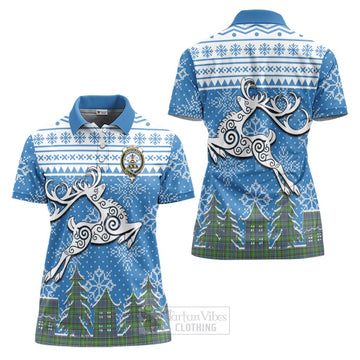 Whitelaw Clan Christmas Women's Polo Shirt Celtic Reindeer Style Women - Tartan Vibes Clothing