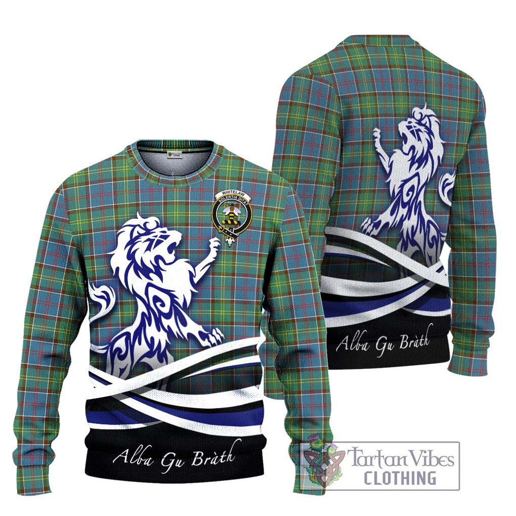 Whitelaw Tartan Ugly Sweater with Alba Gu Brath Regal Lion Emblem Unisex - Tartan Vibes Clothing
