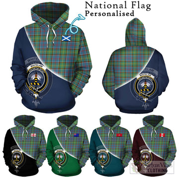 Whitelaw Tartan Hoodie with Personalised National Flag and Family Crest Half Style Zip Hoodie - Tartan Vibes Clothing