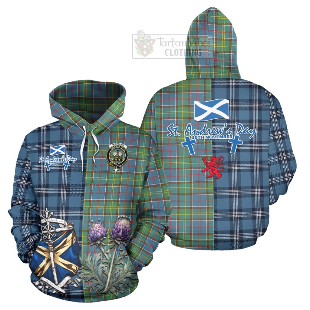 Whitelaw Tartan Hoodie Happy St. Andrew's Day Half Tartan Style Zip Hoodie - Tartan Vibes Clothing