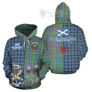 Whitelaw Tartan Hoodie Happy St. Andrew's Day Half Tartan Style Zip Hoodie - Tartan Vibes Clothing
