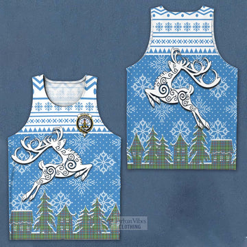 Whitelaw Clan Christmas Men's Tank Top Celtic Reindeer Style Men - Tartan Vibes Clothing