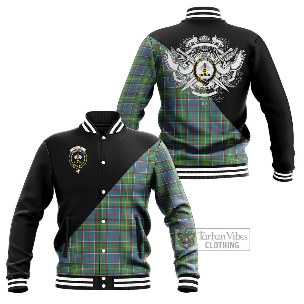 Whitelaw Tartan Baseball Jacket with Family Crest and Military Logo Style Unisex - Tartan Vibes Clothing