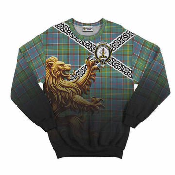 Whitelaw Crest Tartan Sweatshirt with Golden Lion Emblem Celtic Style Unisex - Tartan Vibes Clothing