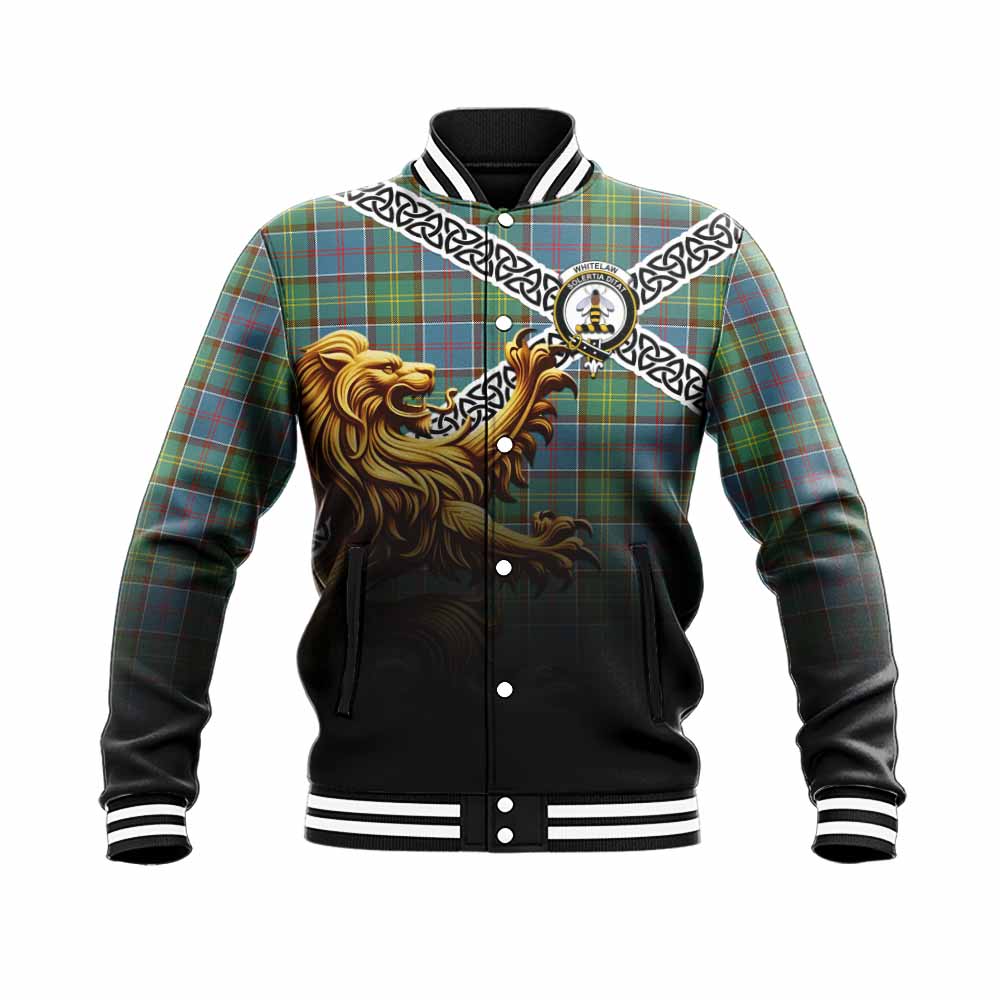 Whitelaw Crest Tartan Baseball Jacket with Golden Lion Emblem Celtic Style Unisex - Tartan Vibes Clothing