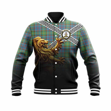Whitelaw Crest Tartan Baseball Jacket with Golden Lion Emblem Celtic Style Unisex - Tartan Vibes Clothing