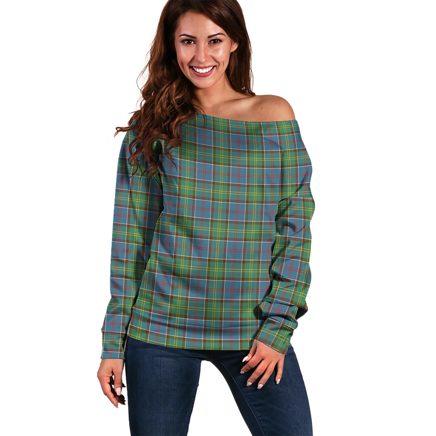 Whitelaw Tartan Off Shoulder Women Sweater Women - Tartan Vibes Clothing