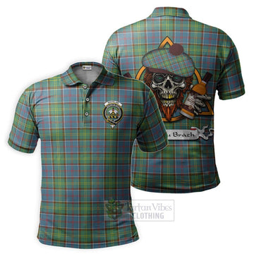 Whitelaw Tartan Polo Shirt with Family Crest and Bearded Skull Holding Bottles of Whiskey Kid - Tartan Vibes Clothing