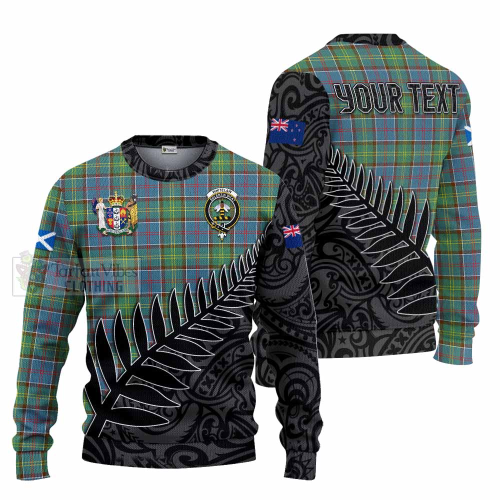 Whitelaw Crest Tartan Knitted Sweater with New Zealand Silver Fern Half Style Unisex - Tartan Vibes Clothing