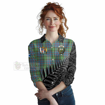 Whitelaw Crest Tartan Women's Casual Shirt with New Zealand Silver Fern Half Style Female - Tartan Vibes Clothing
