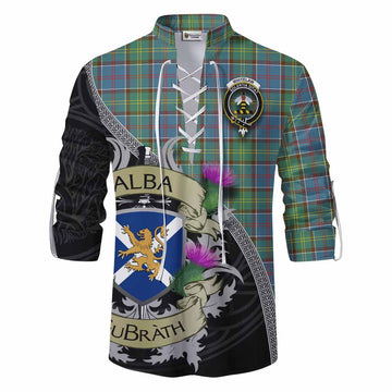Whitelaw Tartan Family Crest Ghillie Kilt Shirt Lion Rampant Royal Thistle Shield Celtic Inspired Men - Tartan Vibes Clothing