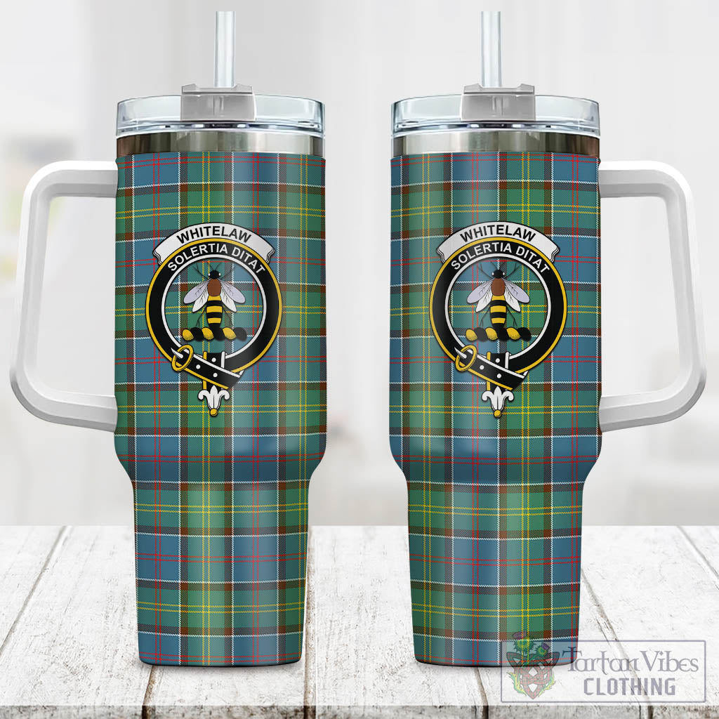 Whitelaw Tartan Tumbler with Handle with Family Crest One Size 40 OZ - Tartan Vibes Clothing