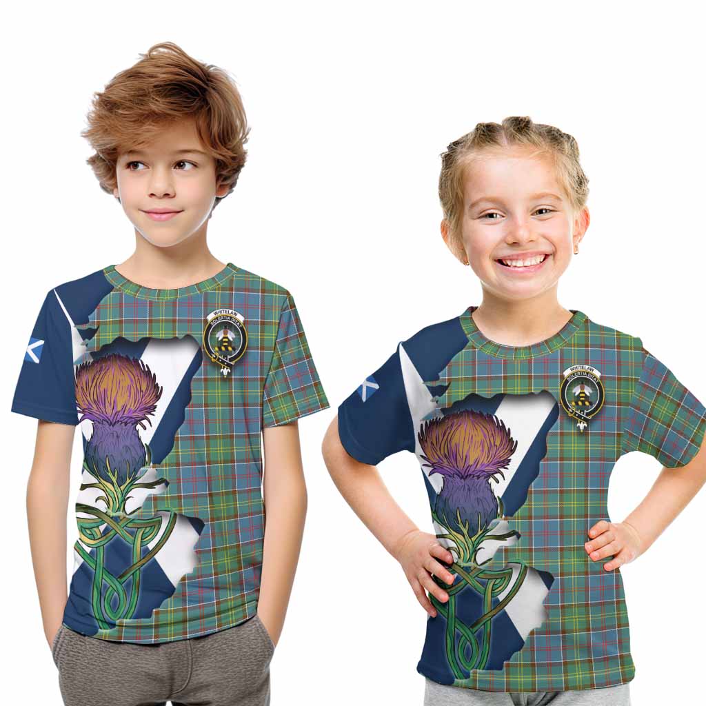 Tartan Vibes Clothing Whitelaw Tartan Family Crest Kid T-Shirt Scottish Thistle Celtic Inspired
