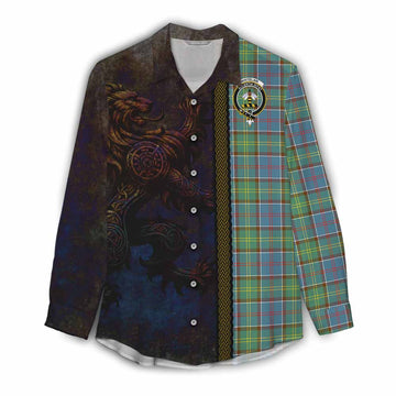 Whitelaw Tartan Family Crest Women's Casual Shirt Alba Gu Brath Be Brave Lion Ancient Style