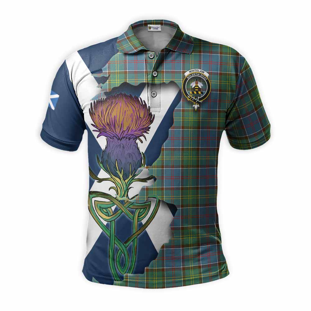Tartan Vibes Clothing Whitelaw Tartan Family Crest Polo Shirt Scottish Thistle Celtic Inspired