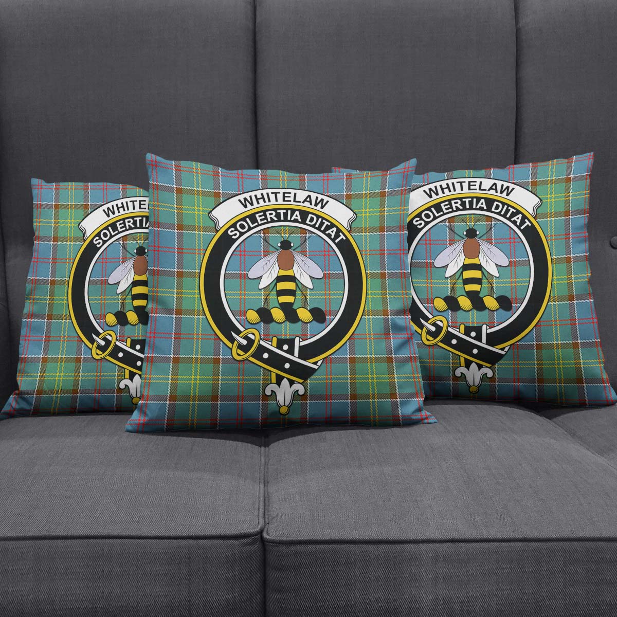 Whitelaw Tartan Pillow Cover with Family Crest Square Pillow Cover - Tartanvibesclothing