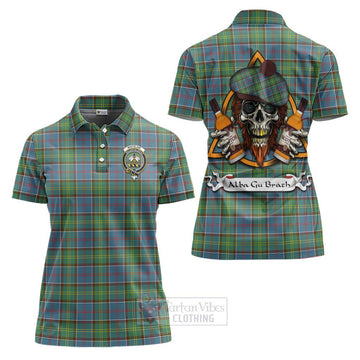 Whitelaw Tartan Women's Polo Shirt with Family Crest and Bearded Skull Holding Bottles of Whiskey Women - Tartan Vibes Clothing