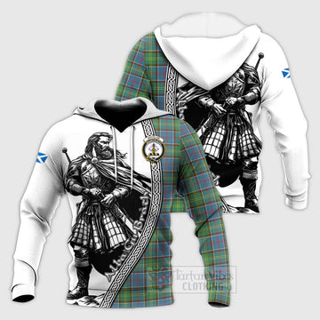 Whitelaw Tartan Clan Crest Knitted Hoodie with Highlander Warrior Celtic Style Unisex Knitted Pullover Hoodie - Tartan Vibes Clothing