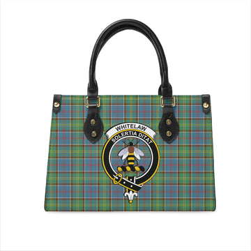Whitelaw Tartan Leather Bag with Family Crest