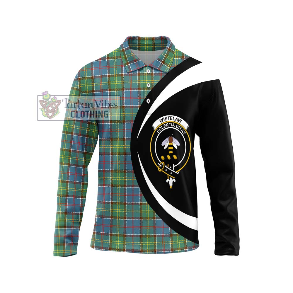 Whitelaw Tartan Long Sleeve Polo Shirt with Family Crest Circle Style Unisex - Tartan Vibes Clothing