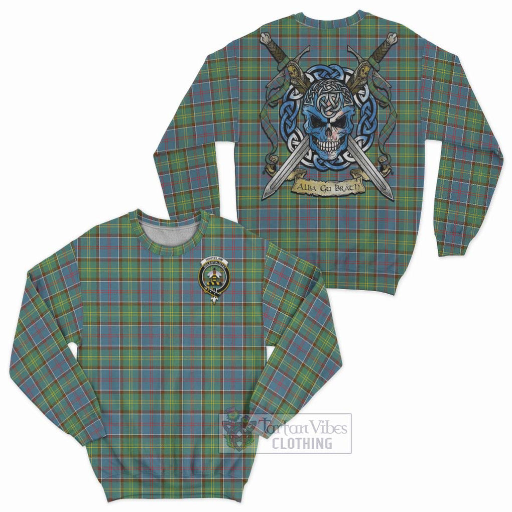 Whitelaw Tartan Sweatshirt with Family Crest Celtic Skull Style Unisex - Tartan Vibes Clothing