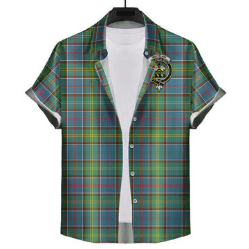 Whitelaw Tartan Short Sleeve Button Down Shirt with Family Crest
