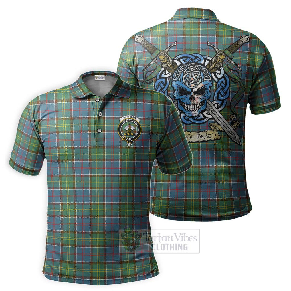 Whitelaw Tartan Polo Shirt with Family Crest Celtic Skull Style Kid - Tartan Vibes Clothing