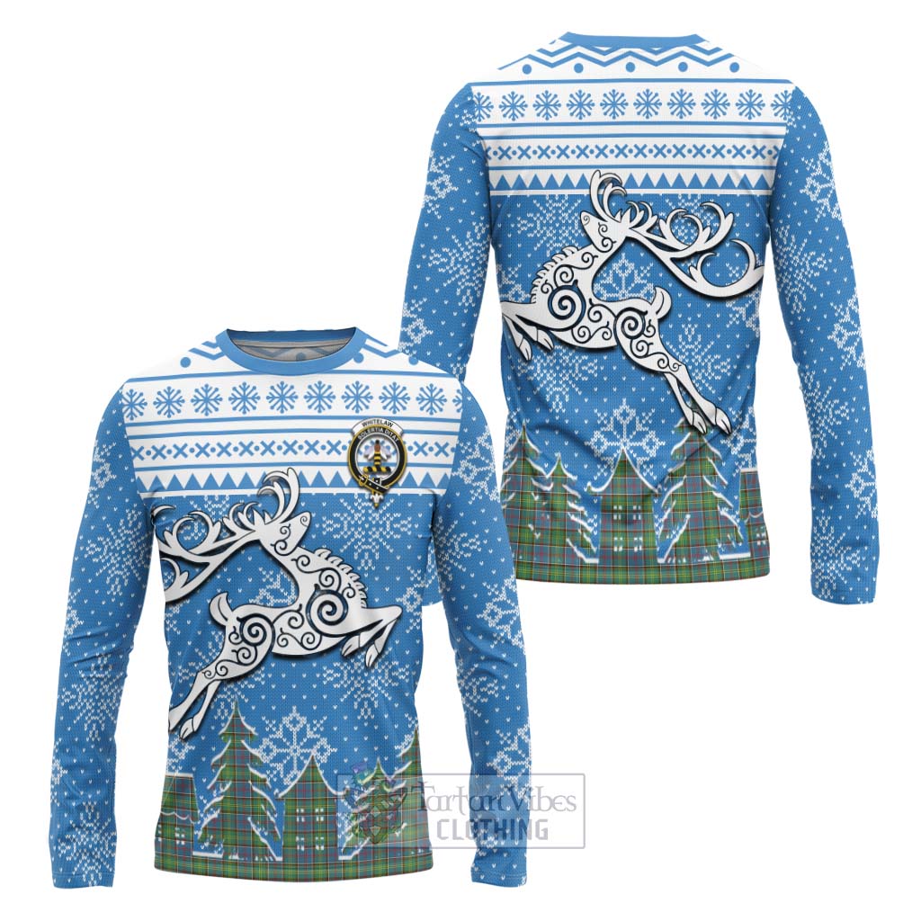 Whitelaw Clan Christmas Long Sleeve T-Shirt Celtic Reindeer Style Unisex - Tartan Vibes Clothing