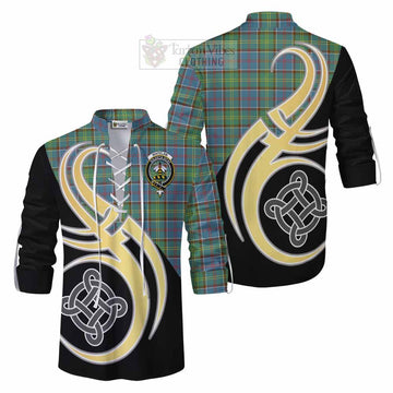 Whitelaw Tartan Ghillie Kilt Shirt with Family Crest and Celtic Symbol Style Men - Tartan Vibes Clothing