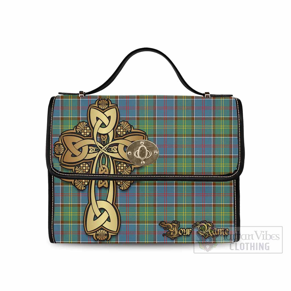 Tartan Vibes Clothing Whitelaw Tartan Waterproof Canvas Bag Golden Thistle Celtic Cross Style