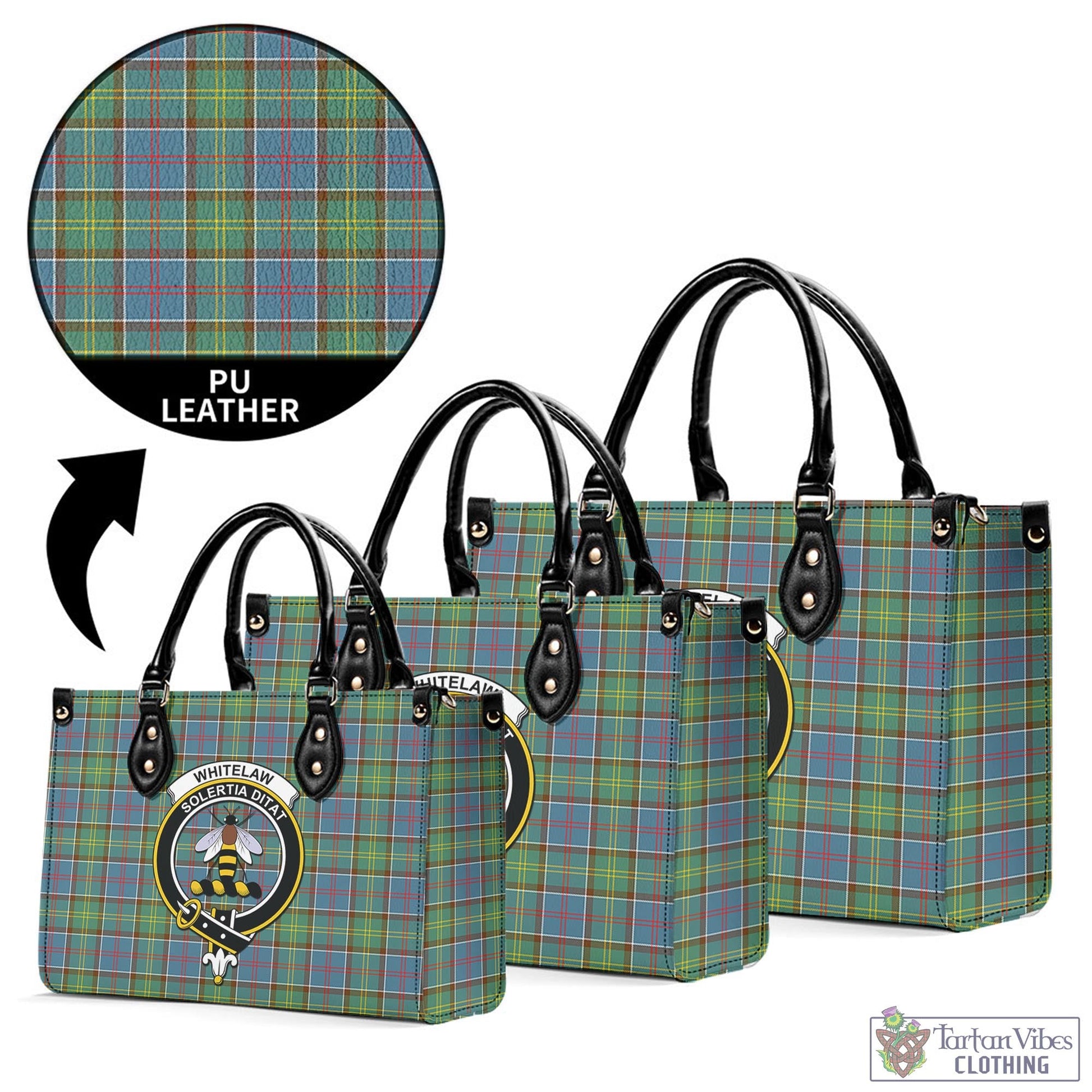 Whitelaw Tartan Luxury Leather Handbags with Family Crest L - Tartan Vibes Clothing