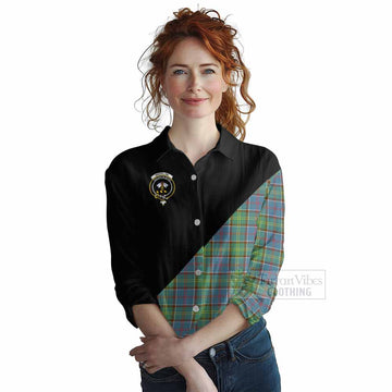 Whitelaw Tartan Women's Casual Shirt with Family Crest and Military Logo Style Female - Tartan Vibes Clothing