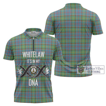 Whitelaw Tartan Zipper Polo Shirt with Family Crest DNA In Me Style Unisex - Tartan Vibes Clothing