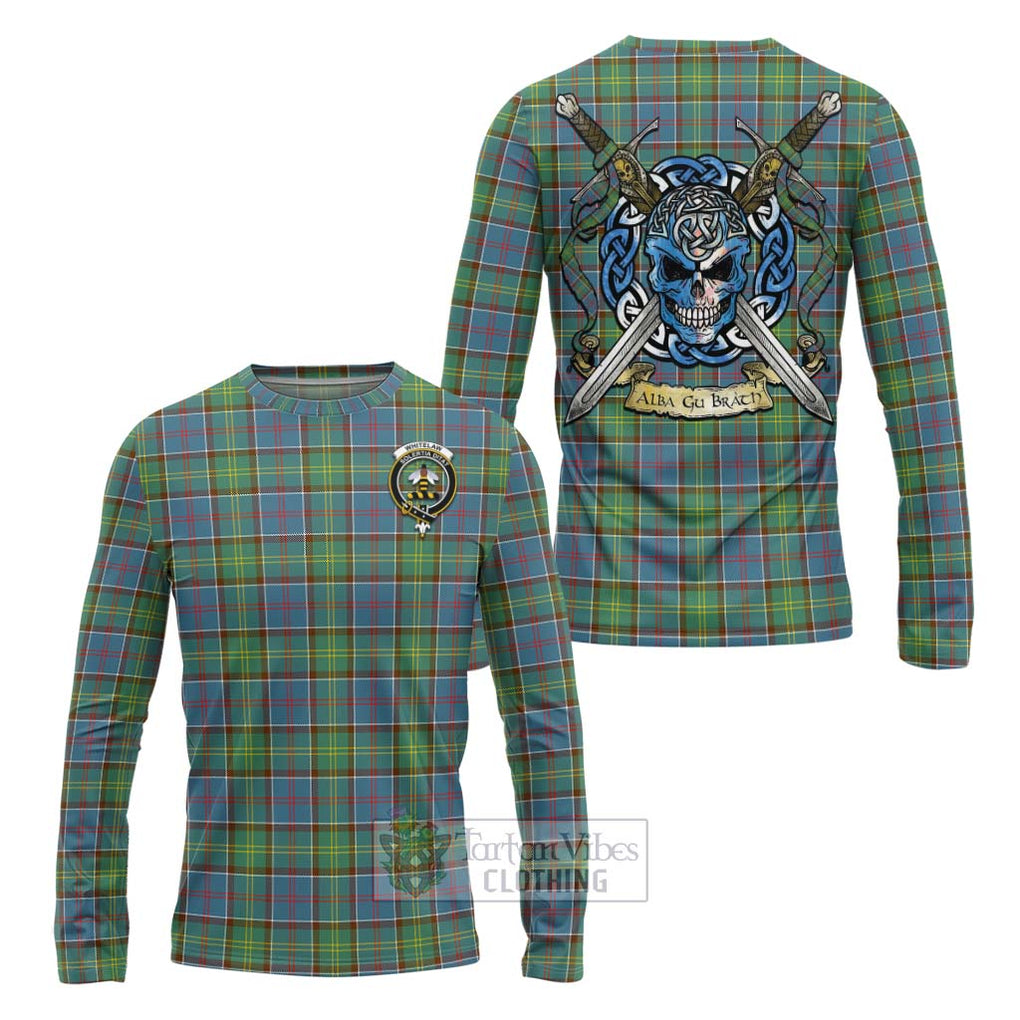 Whitelaw Tartan Long Sleeve T-Shirt with Family Crest Celtic Skull Style Unisex - Tartan Vibes Clothing
